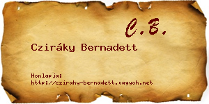 Cziráky Bernadett névjegykártya